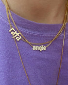 Pavé Diamond Gothic Nameplate Necklace