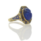 Art Deco Egyptian Revival Enamel Lapis Scarab Ring
