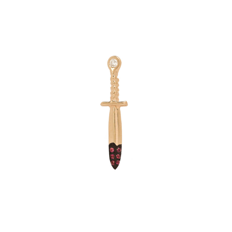 Embellished Diamond + Ruby Dagger Earring