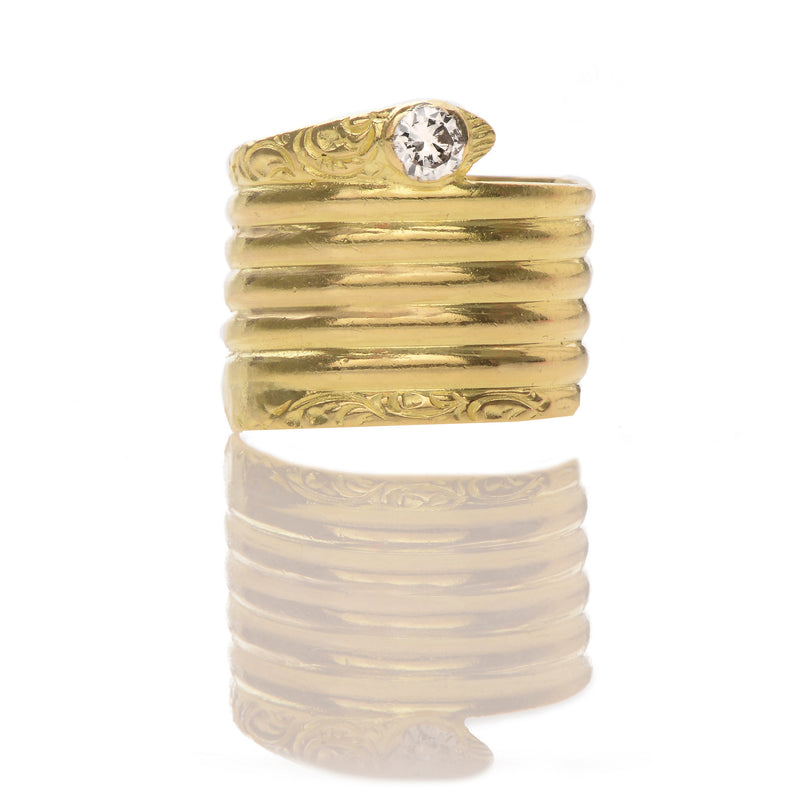 Edwardian Coiled Diamond Snake Ring