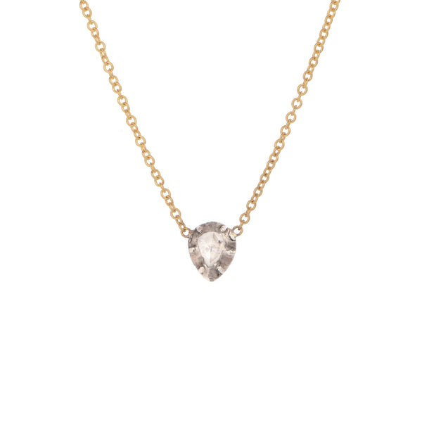 Georgian Foiled Pear Shape Diamond Necklace