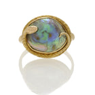 Victorian Abalone Blister Pearl Engraved Snake Ring